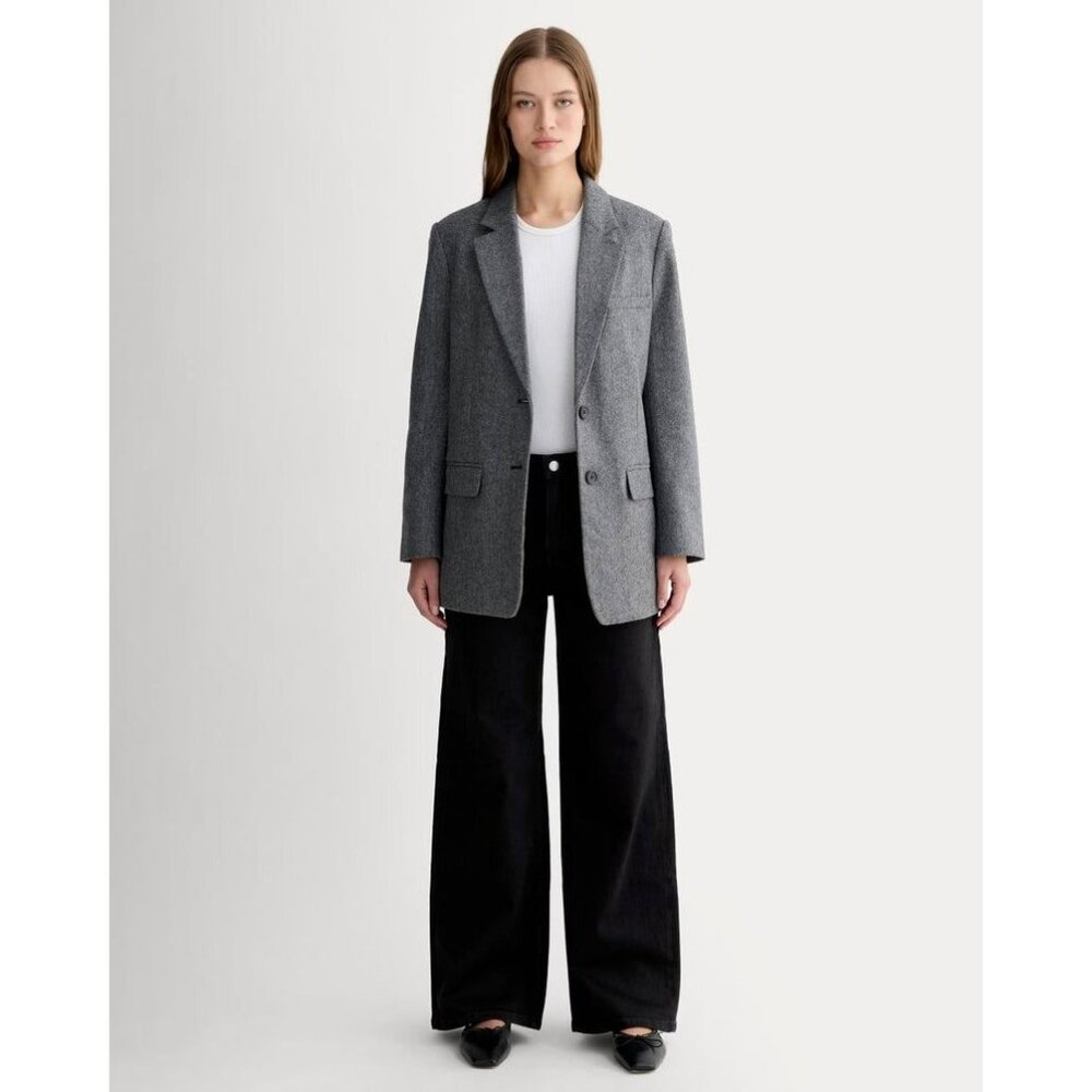 Everlane The Oversized Blazer in Wool Gray Herringbone size 10 - Picture 2 of 9